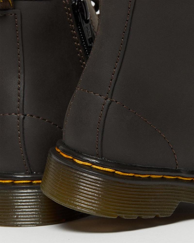 Dr Martens Toddler 1460 Wildhorse Læder Snørestøvler Børn Mørkebrune | DK 706OKI
